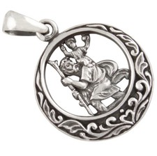 Schutzpatron Christophorus Anhänger Silber 925 Schutz auf Reisen Amulett b627