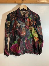 Chicos 1 Women’s Blazer Art to Wear Multicolor Textured Vintage Button Front
