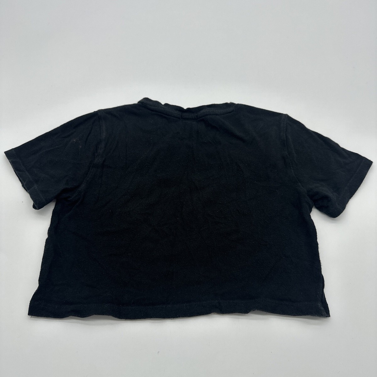 Forever 21 T Shirt Crop Top Girls 7/8 Small Graphic Print Black