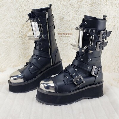 GraveDigger 250 Claw Spike Black Lace Up Boots Mid Calf Men Sizes