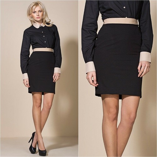 Jupe Crayon Papaya Noire Taille 18 - Longueur Genou, Style Straight, Femme