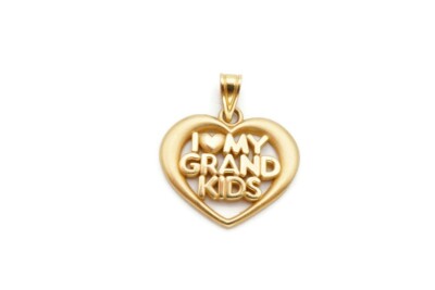 14k Yellow Gold Heart Pendant I Love My Grand Kids