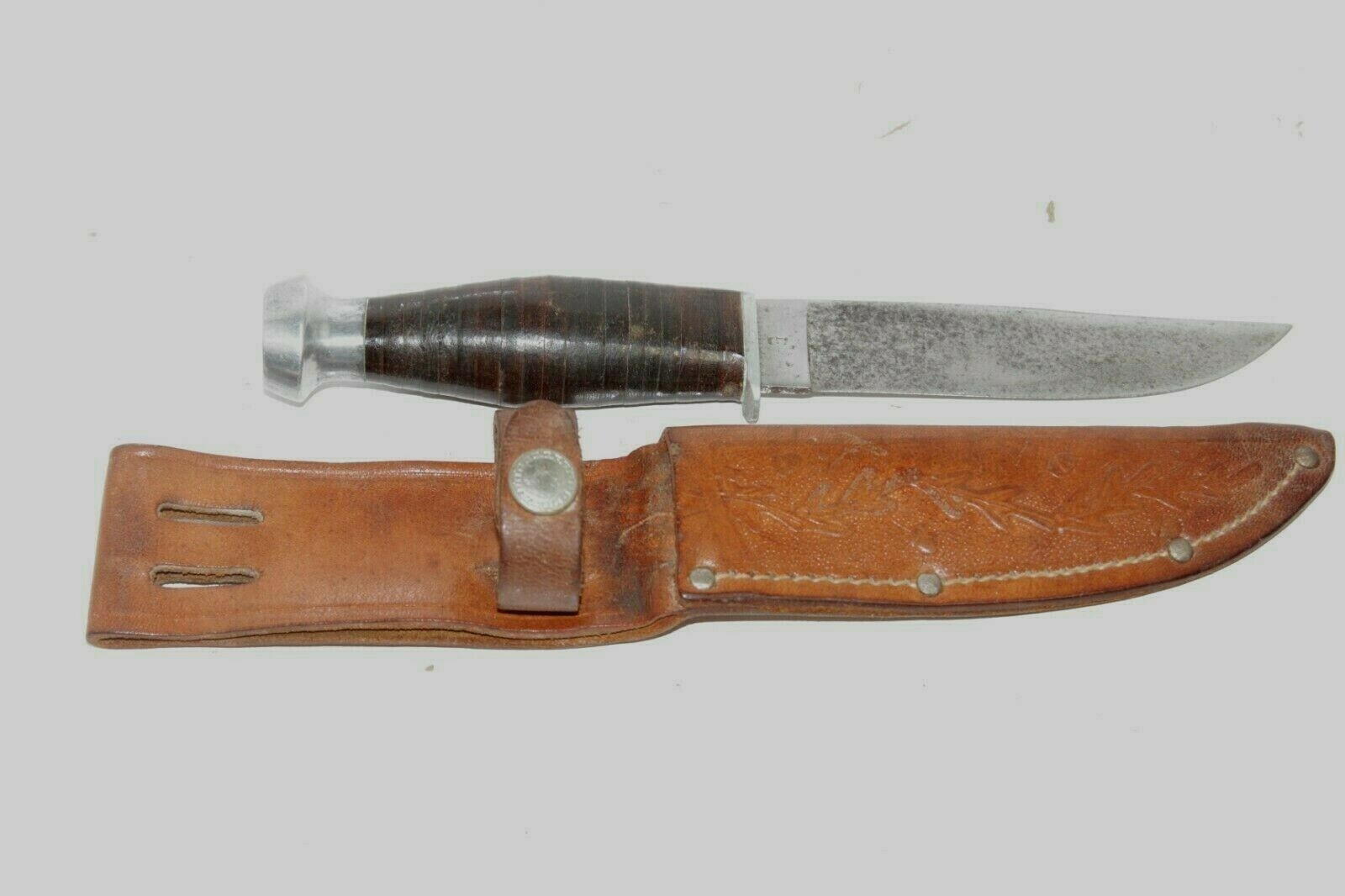 KINFOLK HUNTING KNIFE LEATHER HANDLE WITH LEATHER SHEATH eBay