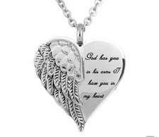 Urn Necklace Ashes Cremation Memorial Necklace God Has You In His Arms, Fillable