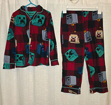 Boys Pajama Lot 2 Sets Minecraft and Bear Buffalo Plaid Fleece XS 4/5