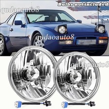 Fit Porsche 944 1983 1984-1991 Pair 7 Inch Round Led Headlights Glass Housing