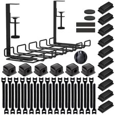 ENGYNC 52-Piece Under Desk Cable Management Tray Kit - 15.7    52-Piece, Black