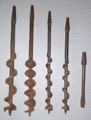 Lot Of 5 Vintage Drill Bits, EVERKEEN/IRWIN/STANLEY, 2-16's 2-10's & 1 Flat, USA