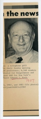 Vintage NY Mayor Ed Koch Danger Mouse Wins Phone Poll Wire Press Photo TSPP7
