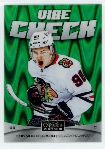2025-26 O-Pee-Chee Platinum Vibe Check Green Ray 25/35 Connor Bedard #VC-8