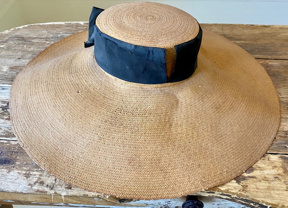 Vintage The Limited Italian Straw Sun Hat Antique 1920s Italian Straw Boater Hat - Size 7 1/4 - Etsy main image 2