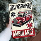 Vintage First Responder Ambulance Tin Metal Signs Home Décor 8x12