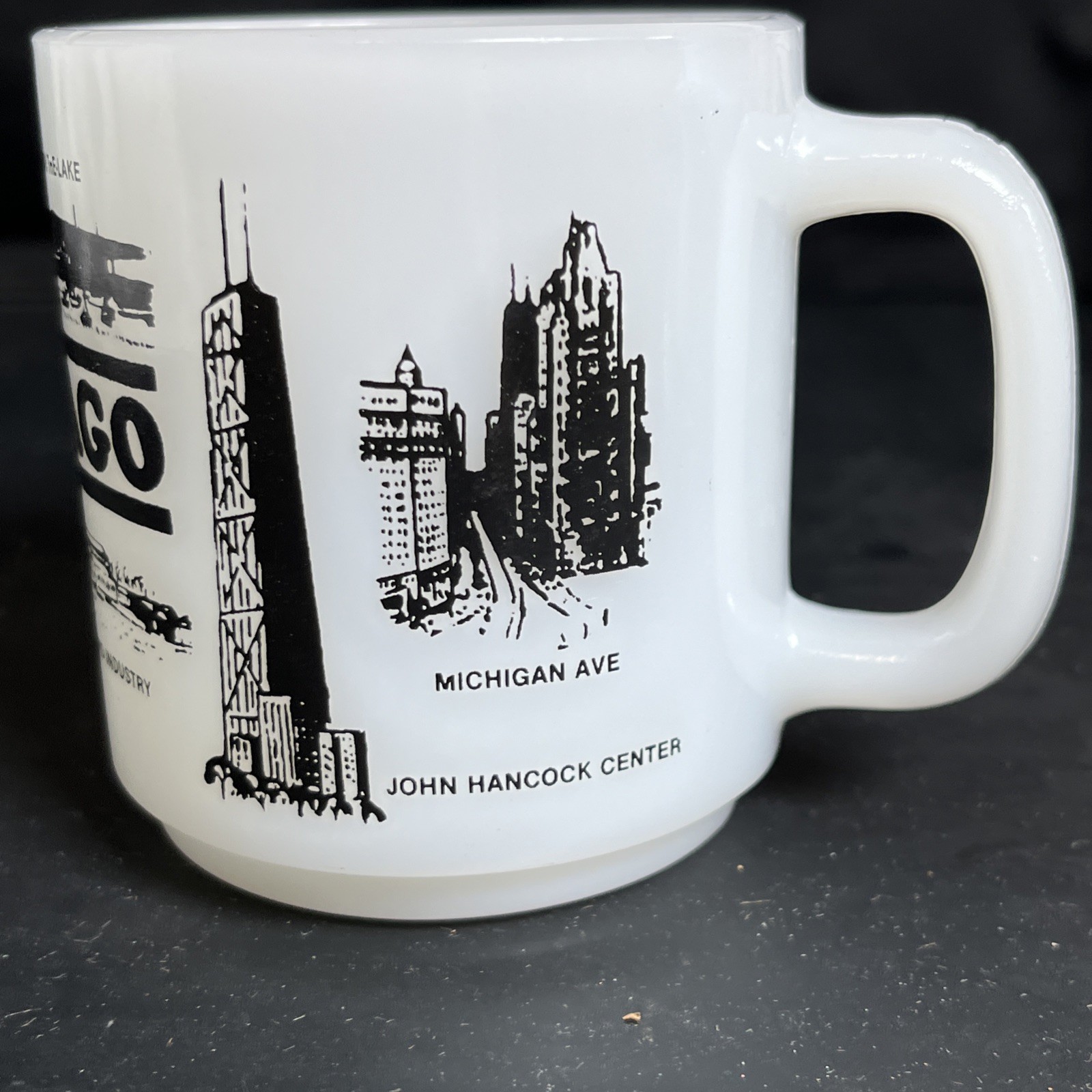 Chicago Glasbake Milk Glass Mug Vintage Souvenir