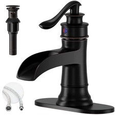BWE Waterfall Bathroom Faucet Oil Rubbed Bronze Single Handle w Drain