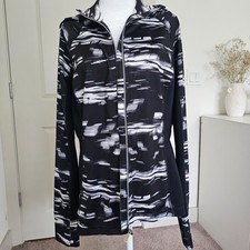 TEK GEAR Women Jacket Mesh Back Sz L Quick Dry Light Weight Black White Athletic