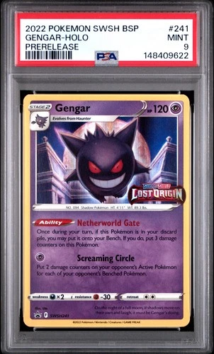 2022 POKEMON SWSH BLACK STAR PROMO PRERELEASE #241 GENGAR-HOLO PSA 9 🔥🔥🔥🔥