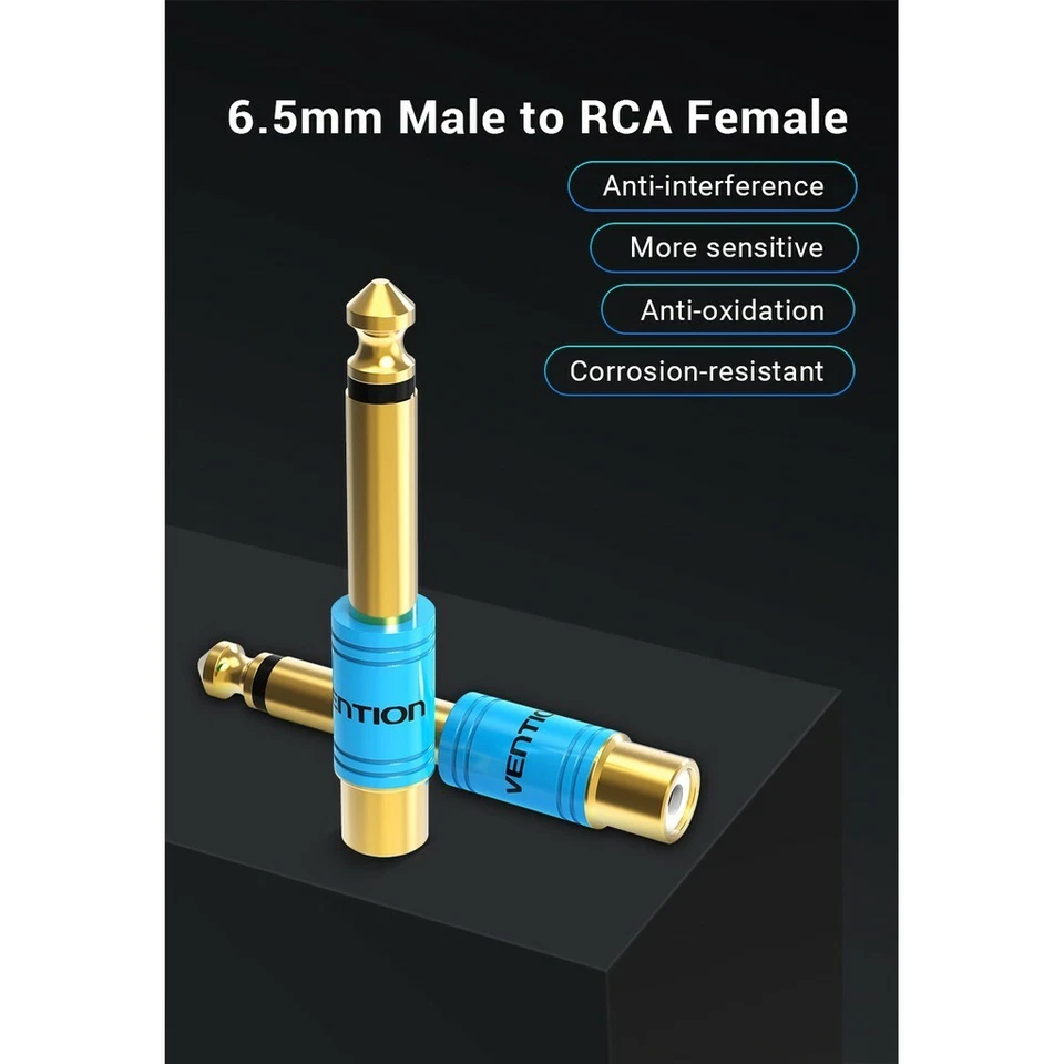 Audio Converter 6.35mm 1/4 in TRS Stereo Jack Male to RCA Female Plug Connector - Image 3 of 4