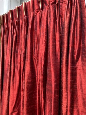 Reine Seide Vorhänge, Rohseide, rot, x breit 130'' breit x 81'' L, gefüttert