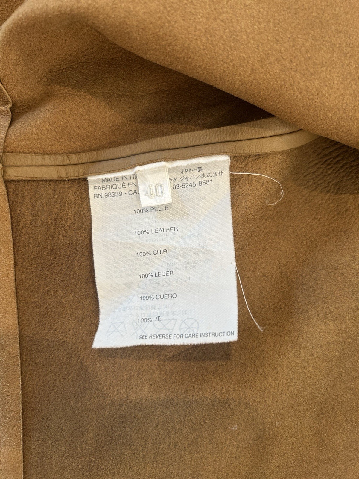 PRADA Brown Leather Button Jacket 40 - image 7