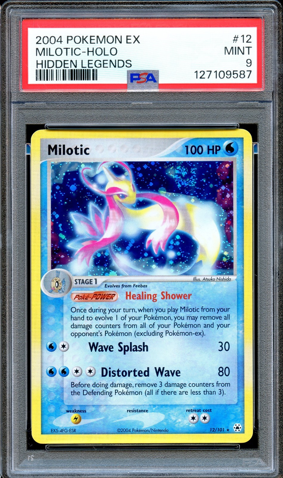 PSA 9 Milotic 12/101 Hidden Legends EX Pokemon Card Holo MINT