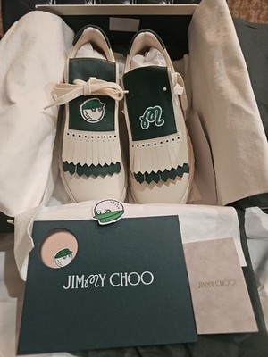 JIMMY CHOO x MALBON Golf Diamond Sneakers Latte Green Leather