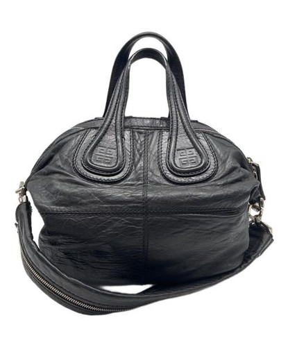 Givenchy Nightingale 2Way Bag Black Leather Handbag Shoulder Satchel Used