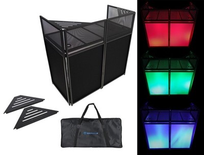 Rockville ROCKBOOTH XL DJ Event Booth Facade Table+Travel Bag+Scrims+(2) Shelves