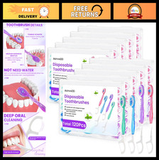 120 Pack Disposable Prepasted Mini Toothbrushes - 5-in-1 Travel Size Oral Care