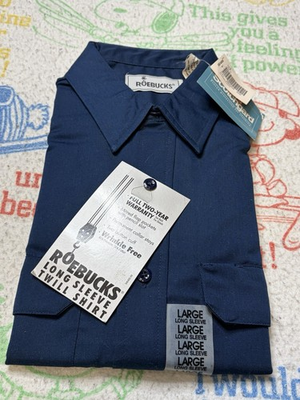 #ad NWT Sears Roebuck Long Sleeve Twill Work Shirt Men#x27;s L Blue Scotchgard Work Wear $30.00