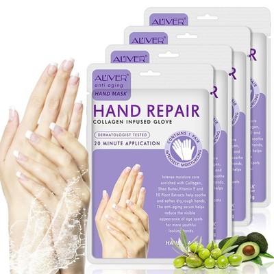 4Pack Hand Moisturizing Gloves Collagen Vitamin Mask for Dry Cracked Rough Skin