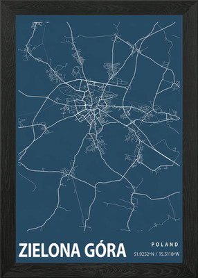 Zielona Gra Blueprint Map Framed Wall Art Poster Canvas Print Picture