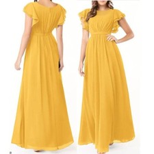 Azazie Women's Formal Maxi Dress Chiffon Party Daphne Marigold Size8 $119