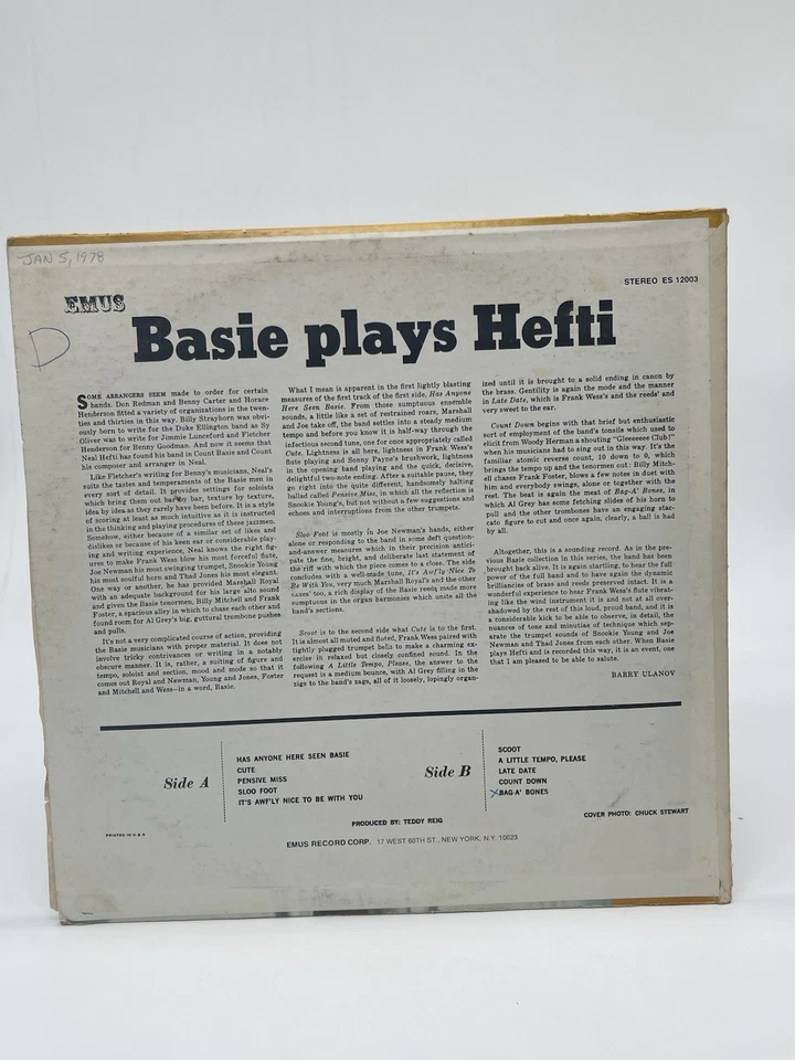 COUNT BASIE PLAYS NEAL HEFTI LP VG+ VINYL RECORD EMUS FREE SHIPPING - Image 2 of 4