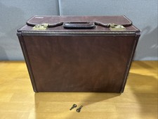 Leather Attache Briefcase Hard Case USA Patina Lock with Keys Used