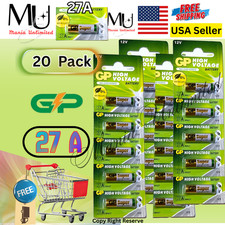 GP 20X PACK A27 12V Alkaline 27-A replacement battery For Remote Garage Key Fobs
