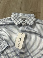 Collars And Co Mens Short Sleeve Polo Blue Window Check Size Large