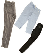 3 Pair Gently Used Women's Medium Sized Bottoms In Black, Gray, And Blue