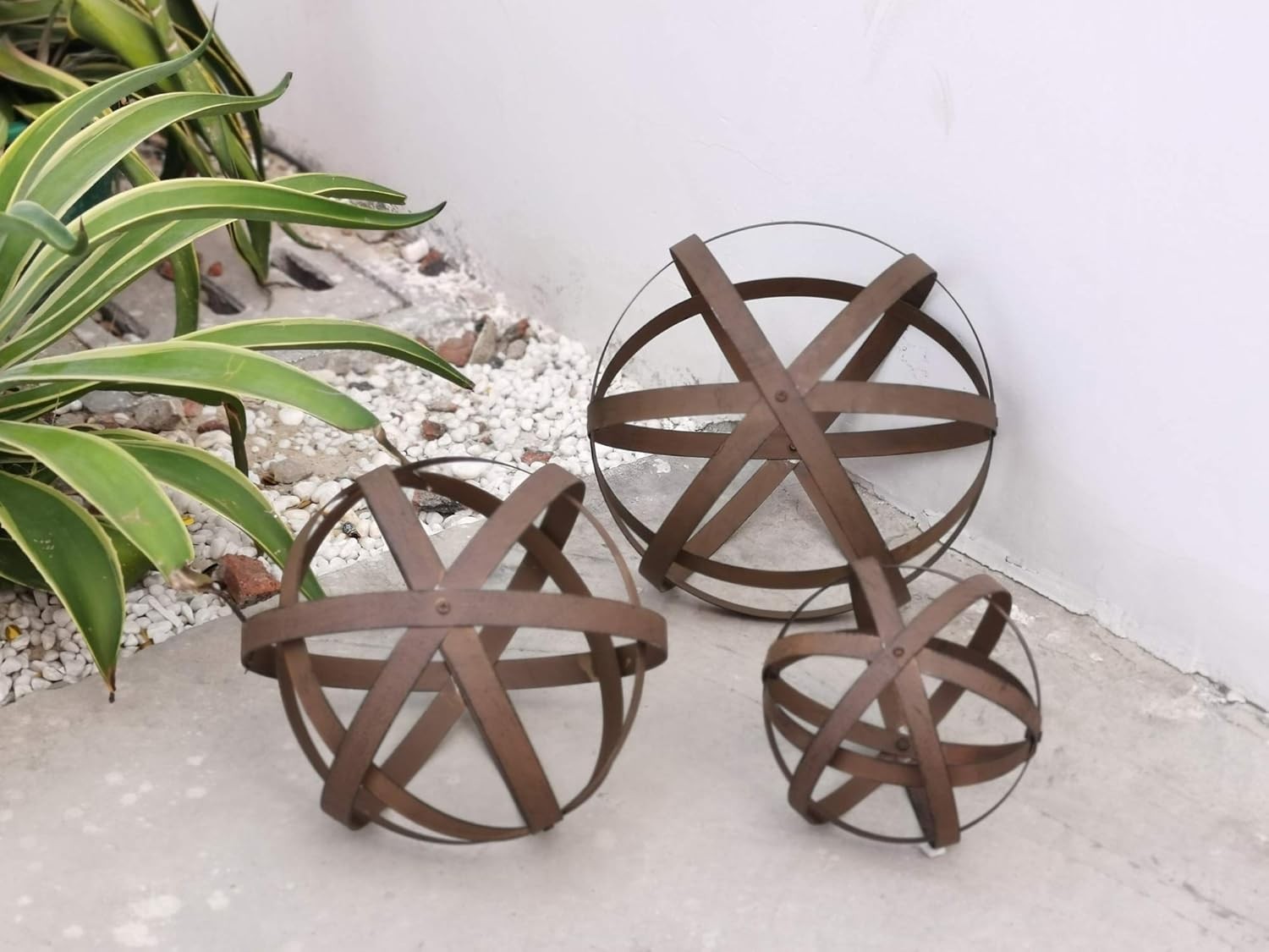BSTGIFTS Metal Garden Spheres, Metal Band Decorative Spheres, Metal Folding