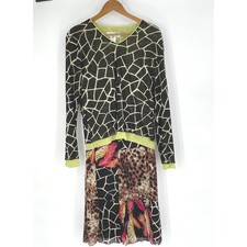 Susan Bristol Women 2 Piece Skirt Set L Knit Multicolor Animal Print Easy Care