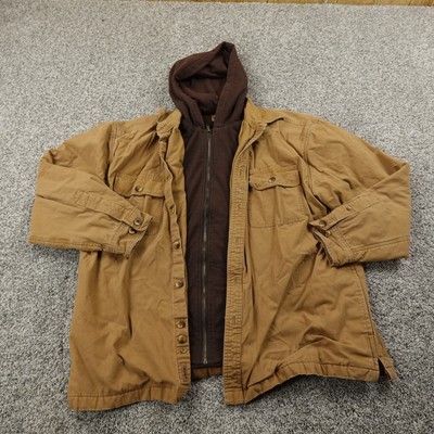 CE Schmidt Work Wear Jacket Mens XL Brown Fleece Lined Canvas Utility Chore Coat
