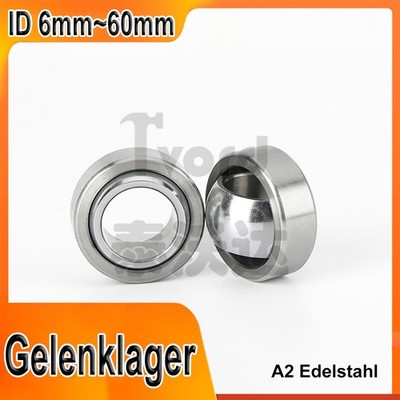 Uniballgelenk Gelenklager GE ID 6mm 8mm-60mm Welle Gelenkbuchse A2 Edelstahl VA