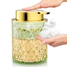 Green Glass Soap Dispenser with Rust Proof Pump - Bathroom  Kitchen 1