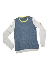 Knit top 100 Cashmere Grey Beige Jumper Sz S Long Sleeve Crew neck