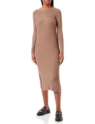 Ribbed O-Neck Kleid VERO MODA VMGLORY, Knielang, Schwarz, GA NOOS