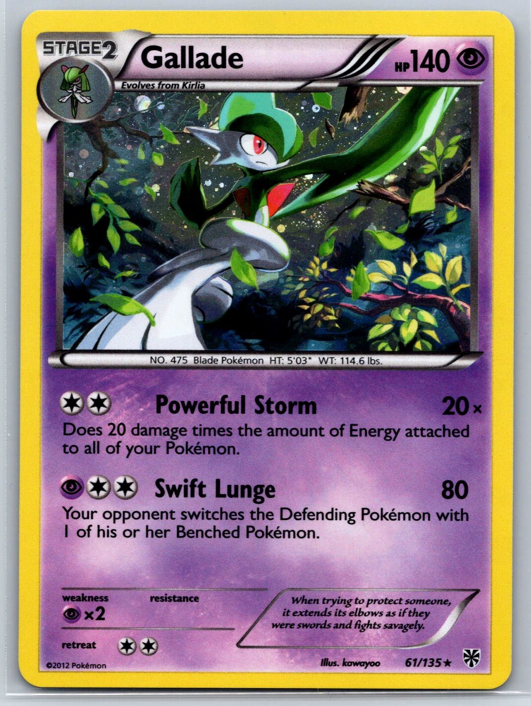 Gallade (Cosmos Holo) Plasma Storm 61/135 Rare Pokemon Card NM