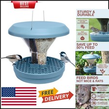 Secure Light Blue Bird Feeder - No Mess Design with Dual Food Chambers