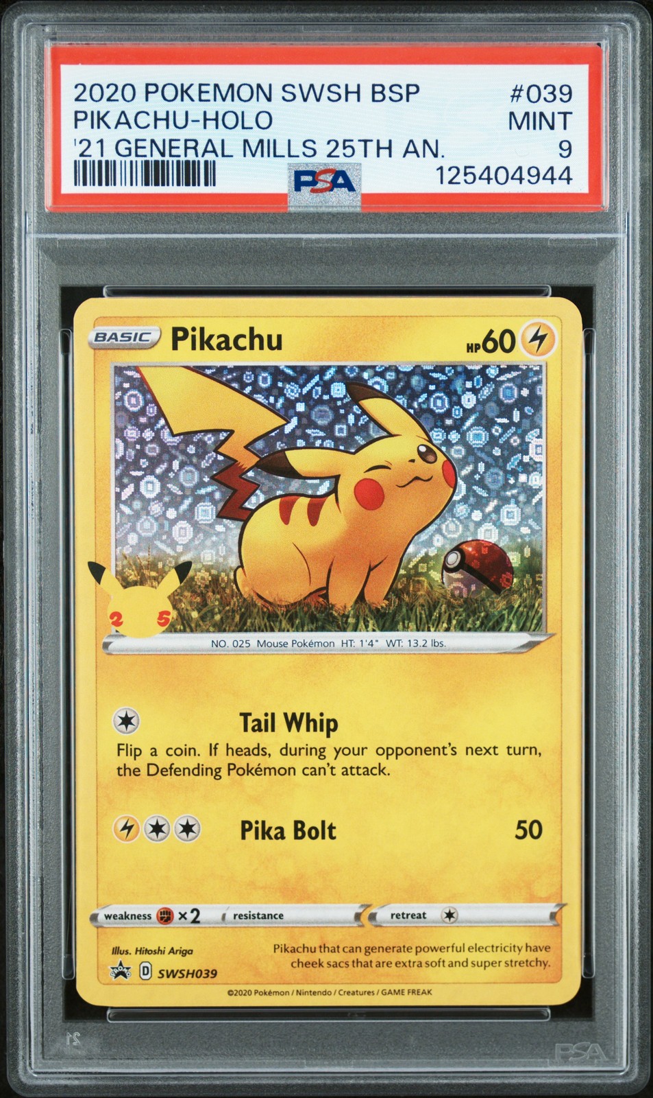 2020 POKEMON SWSH BLACK STAR PROMO #039 PIKACHU-HOLO PSA 9