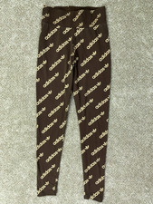 Adidas Leggings Women's Small Brown Spellout High Rise Trefoil