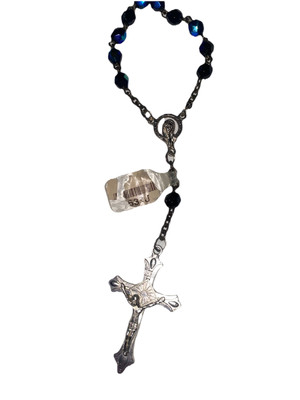 Rosenkranz Gebetsperlen dunkelblau irisierend Made in Italy Katholizismus Jesus