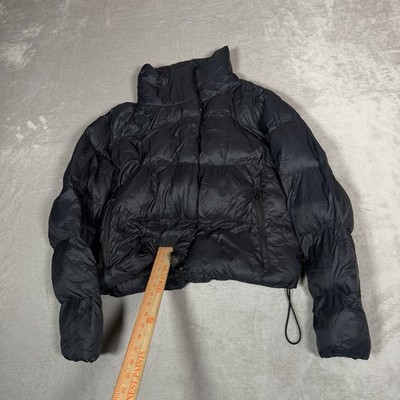 Alo Yoga Jacket Womens Medium Black Full Zip Gold Rush Puffer Cropped Outdoors